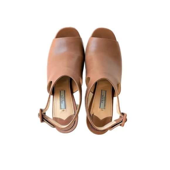 Prada Brown Leather Heeled Sandals - IT 40 - Picture 6 of 16